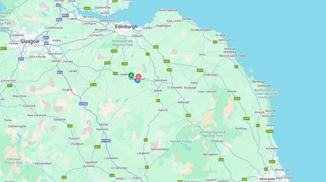 The Tweed Valley on Google maps